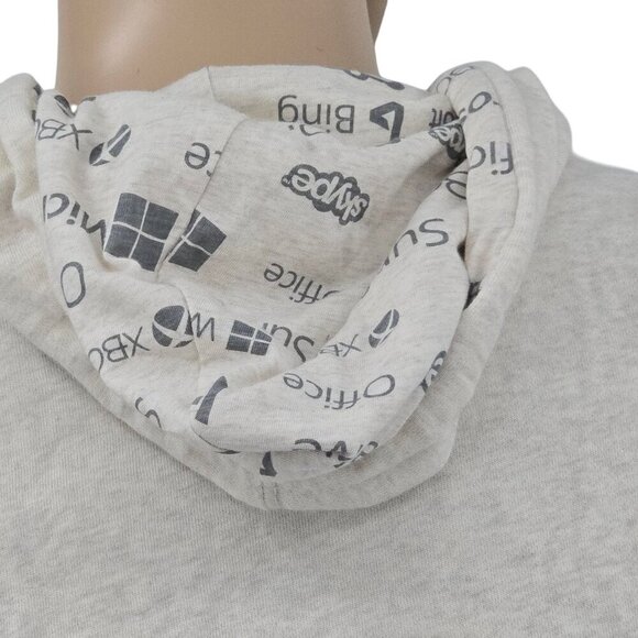 Microsoft Beige Zip-Up Hoodie With Logo Sleeve Print, Men's Medium - Picture 5 of 11